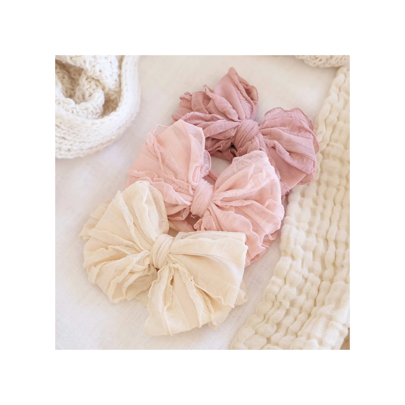 Large Ruffle Knit Bow