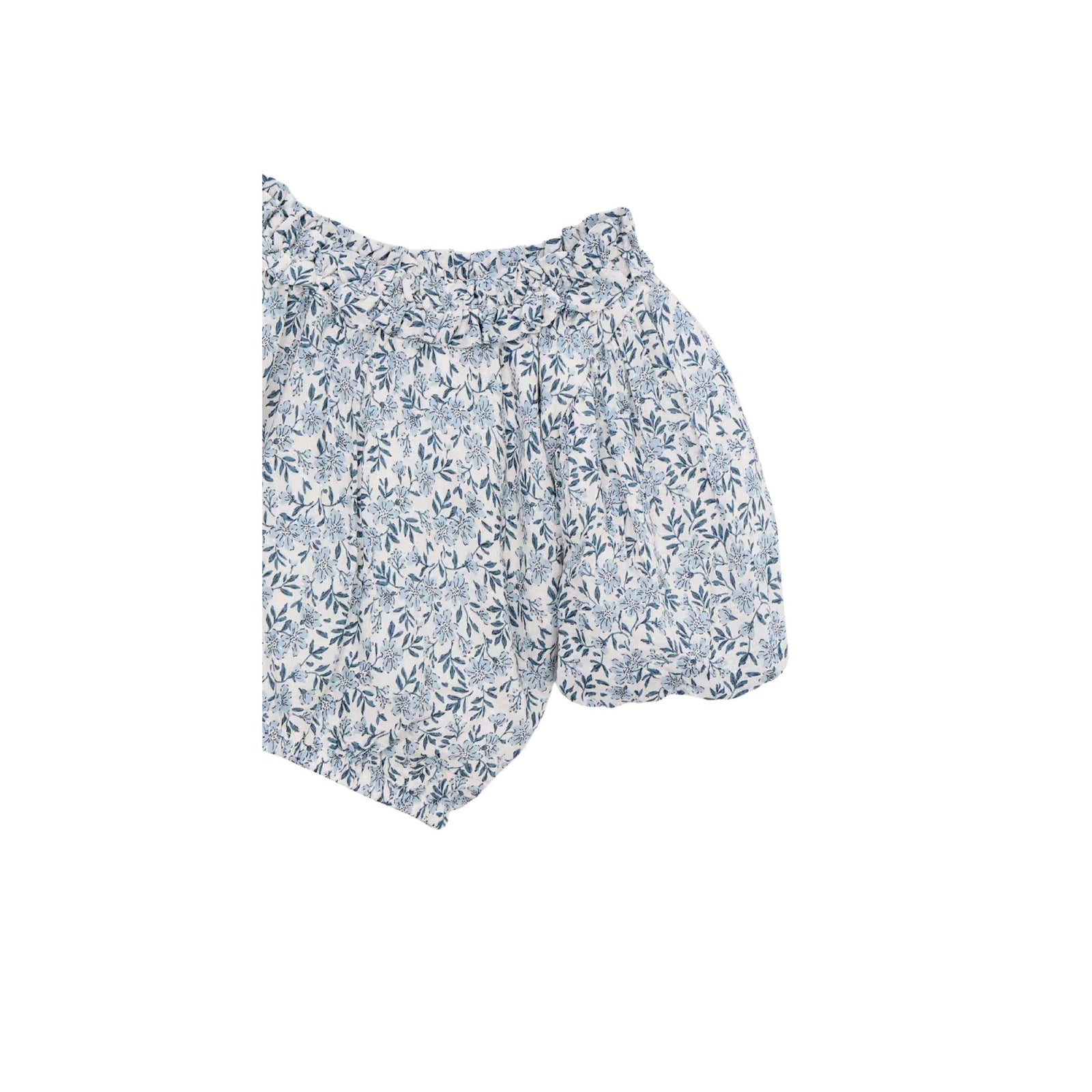 Girls’ Blue Floral Print Dobby Top