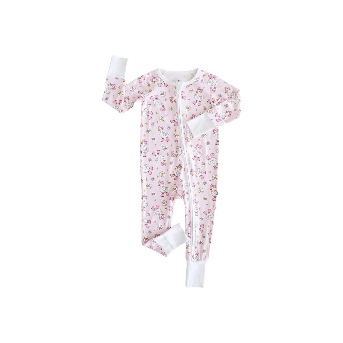 Silly Goose Convertible Zipper Romper Pink