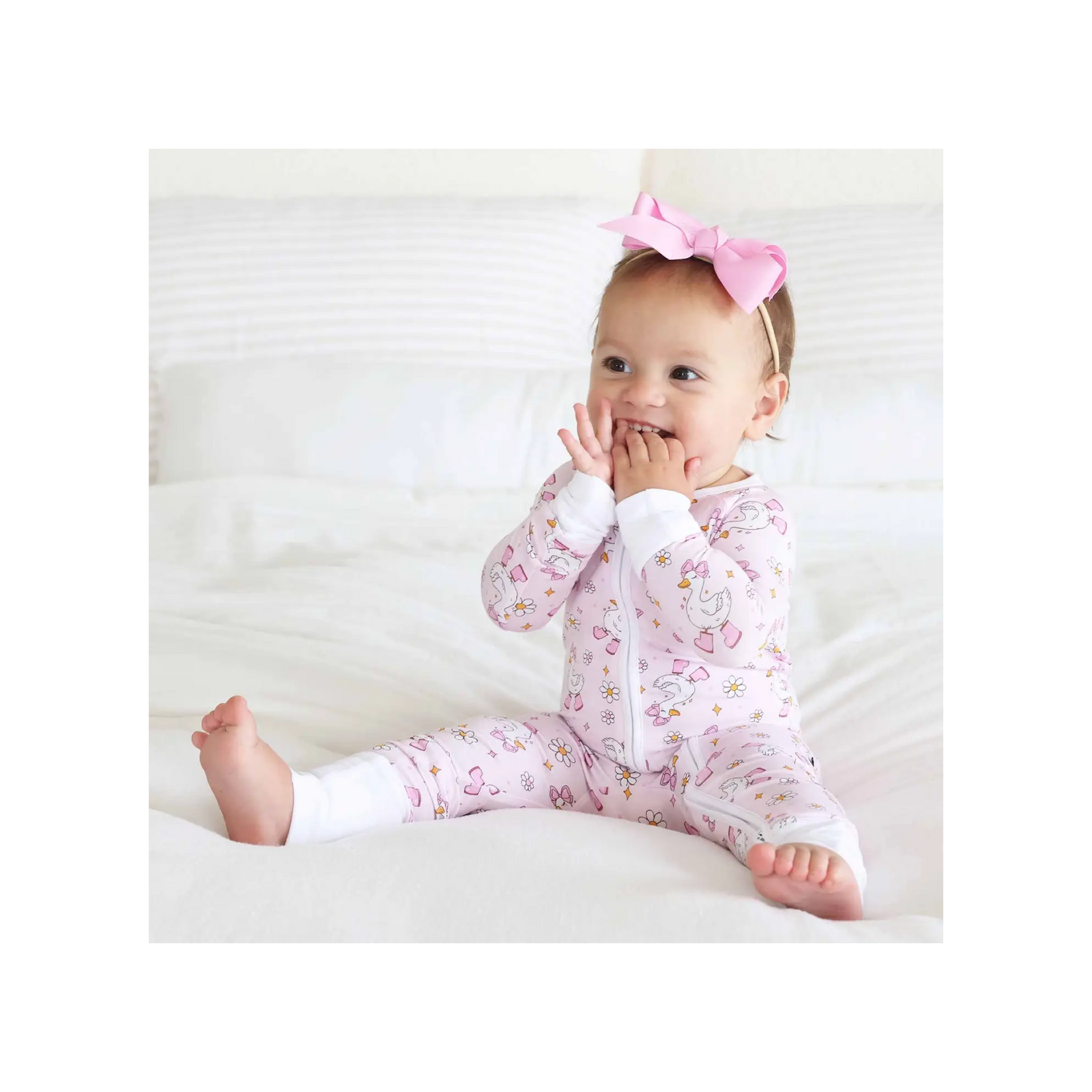 Silly Goose Convertible Zipper Romper Pink