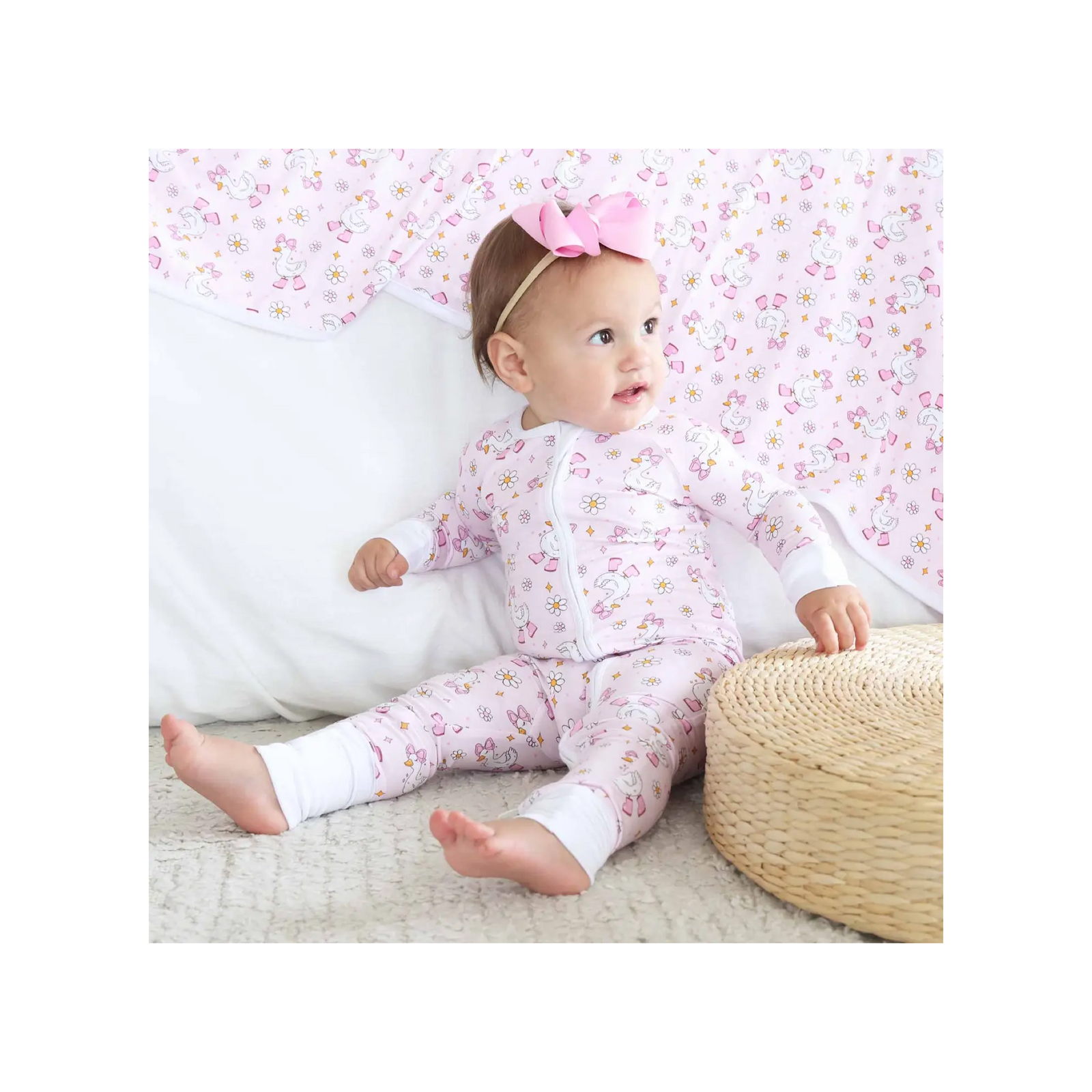 Silly Goose Convertible Zipper Romper Pink