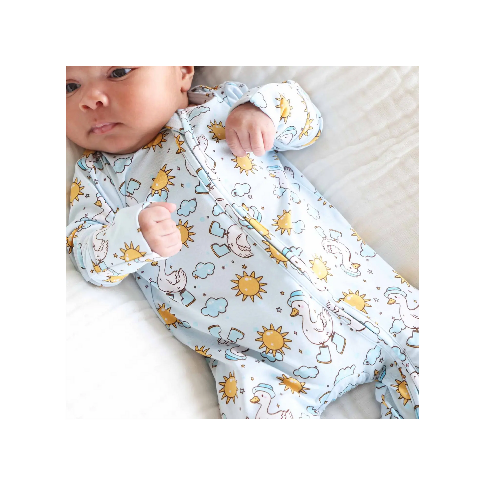 Silly Goose Zipper Footie Blue