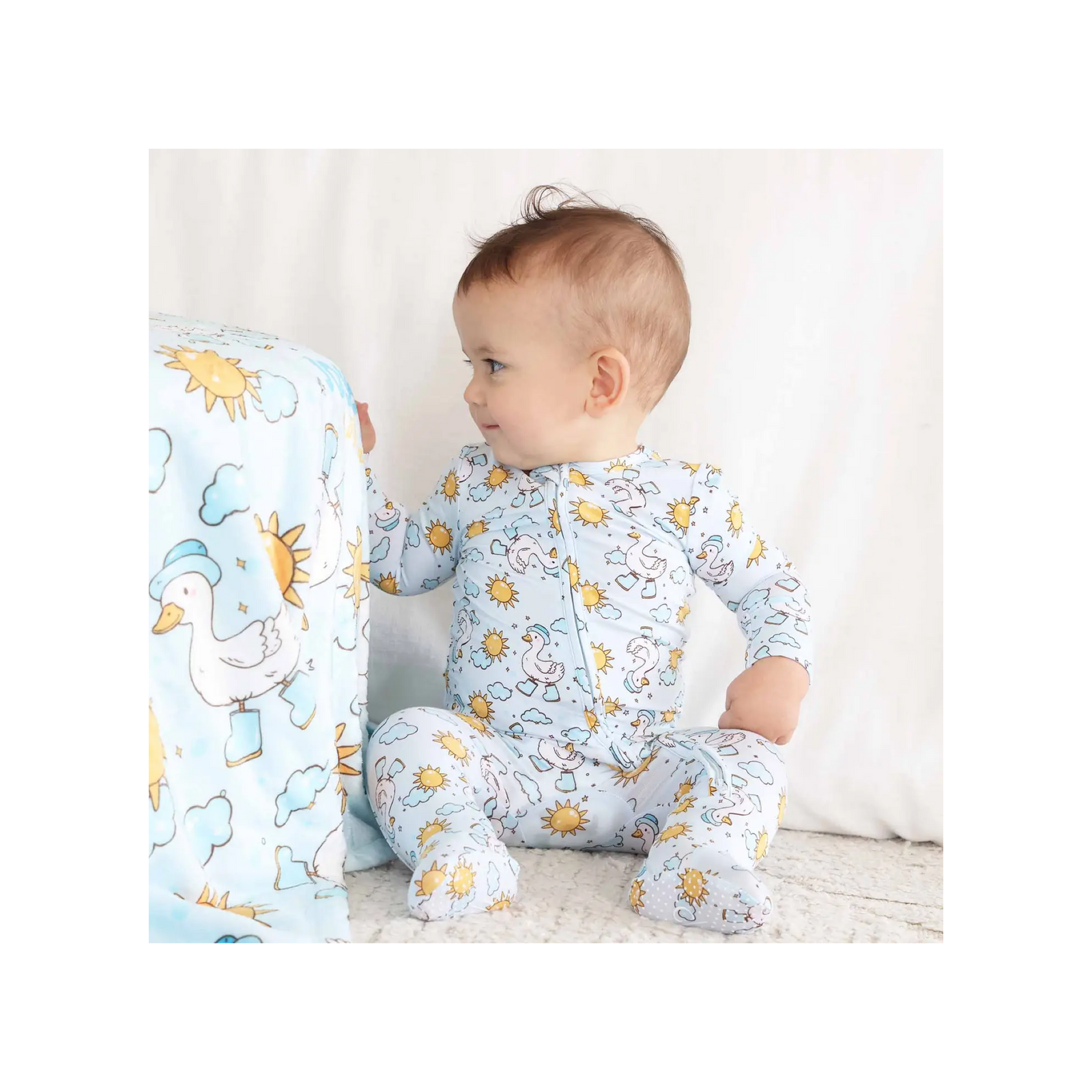 Silly Goose Zipper Footie Blue