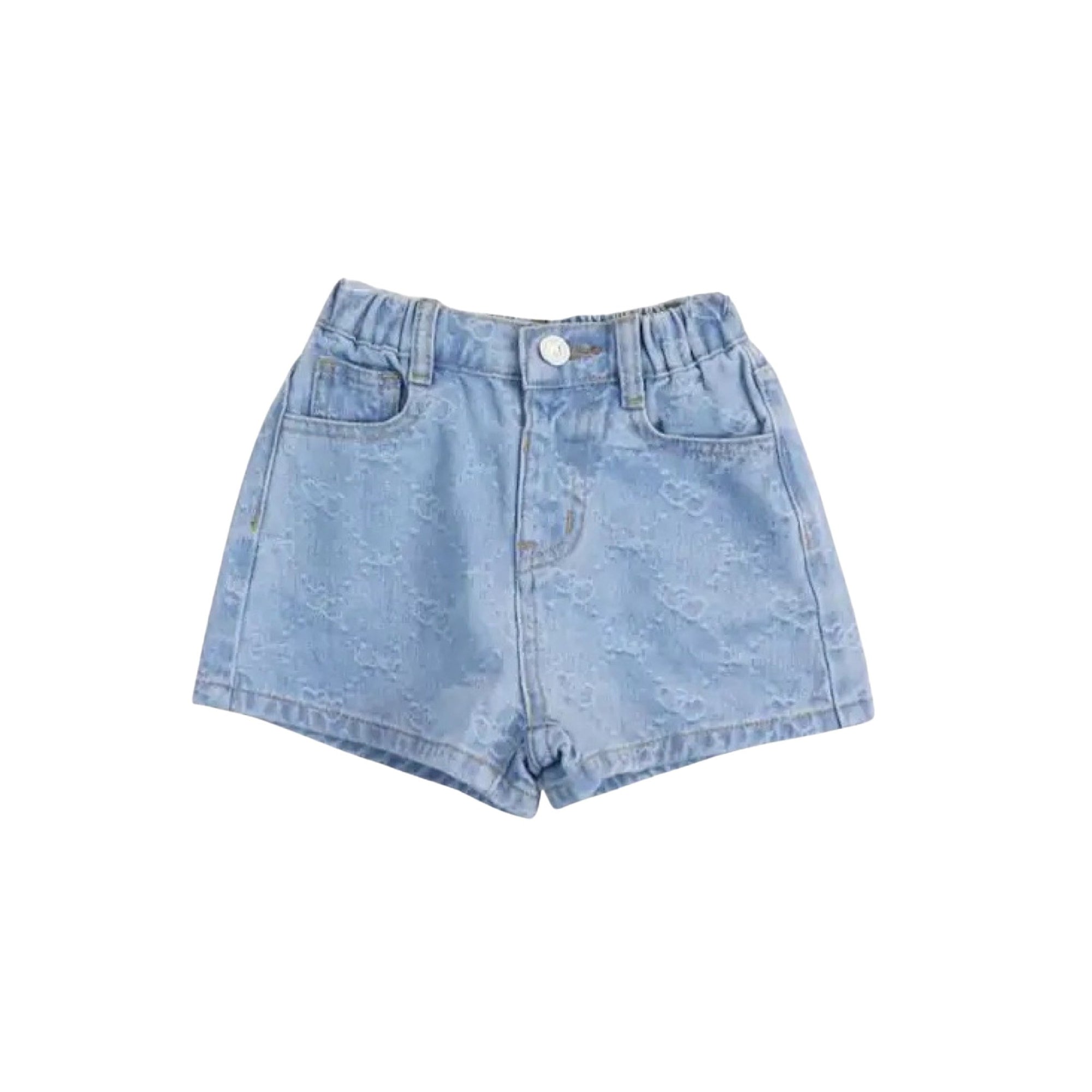 Hearts Pattern Denim Girls’ Short