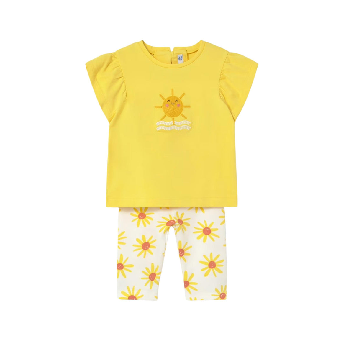 Baby Girl Happy Sun Embroidered 2-Piece Capri Set