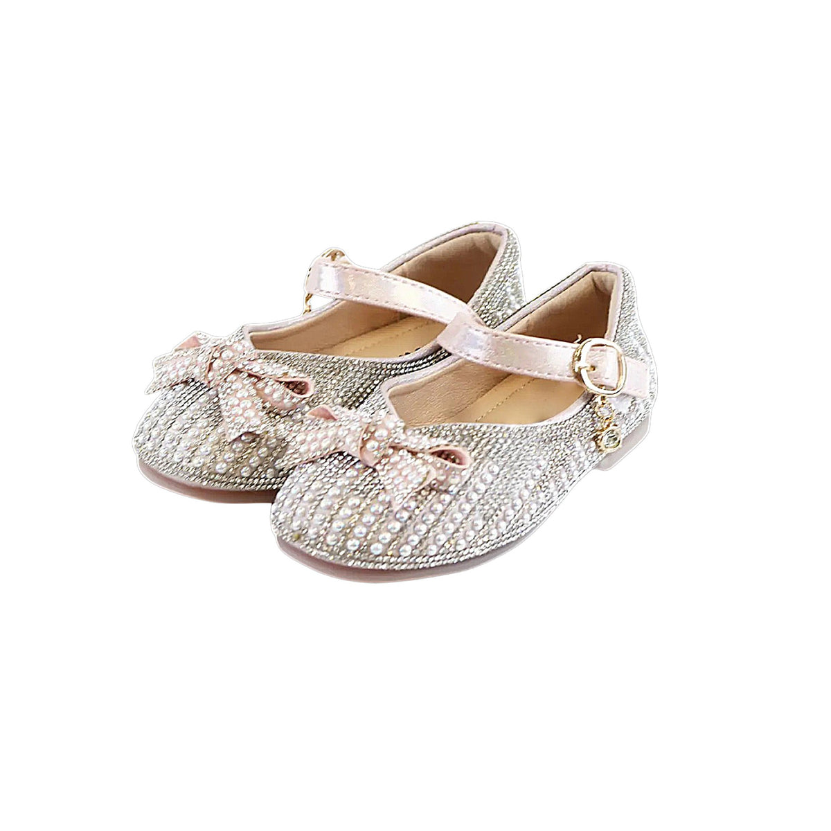 Pearl &amp; Rhinestone Girls’ Pink Maryjane Shoes