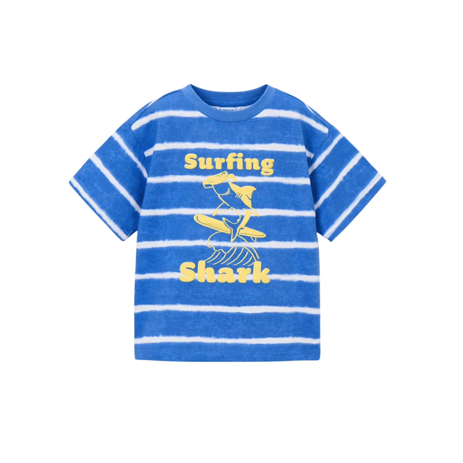 Boys’ Surfing Shark Graphic Striped T-Shirt