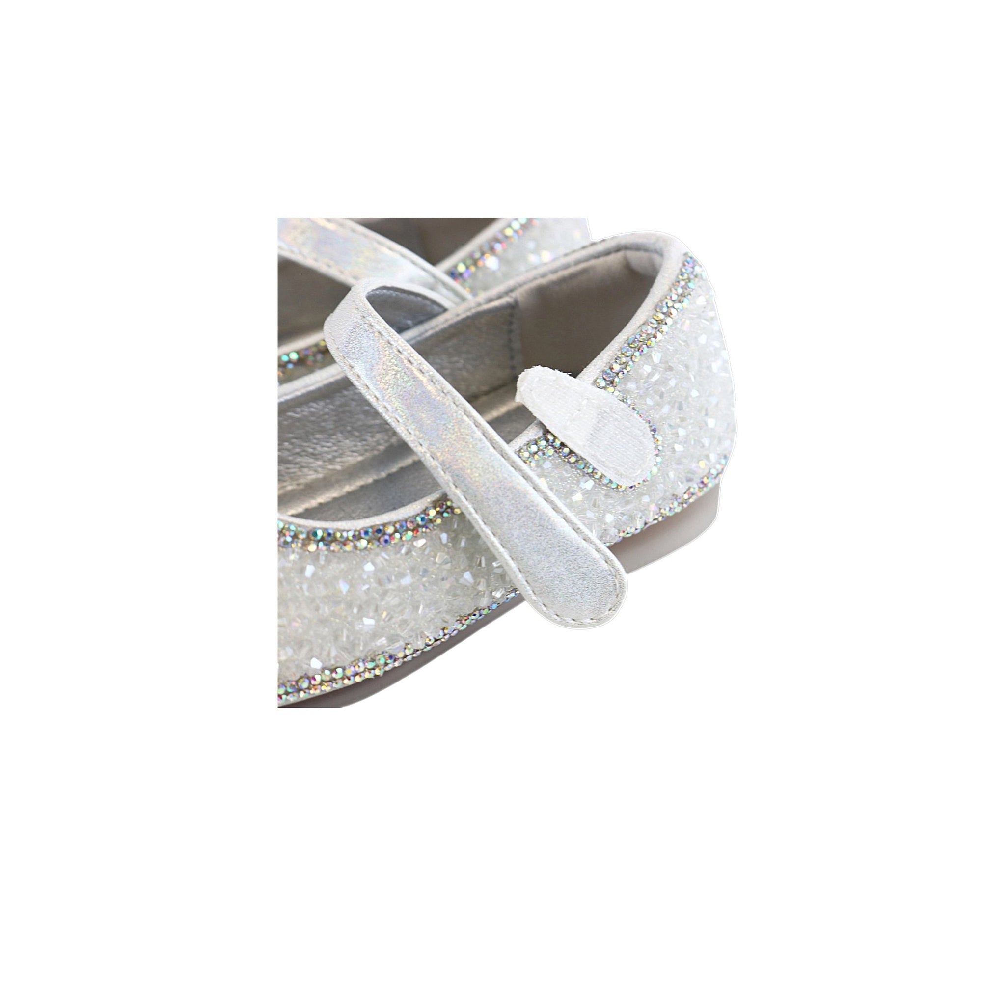 Clear Rhinestone Girls’ Silver Maryjane Shoes