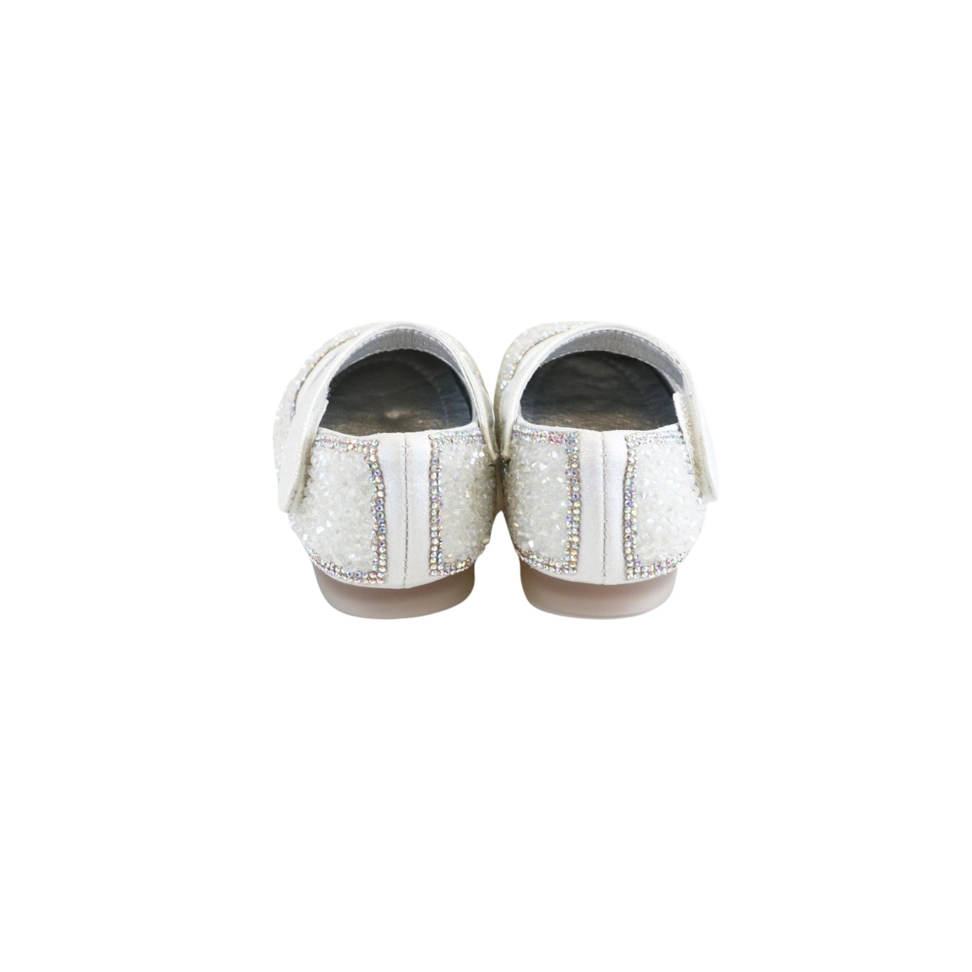 Clear Rhinestone Girls’ Silver Maryjane Shoes