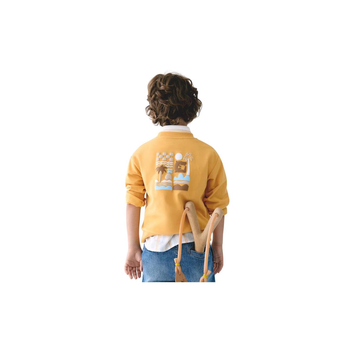 Boys’ Yellow Beach Graphic Sweatshirt