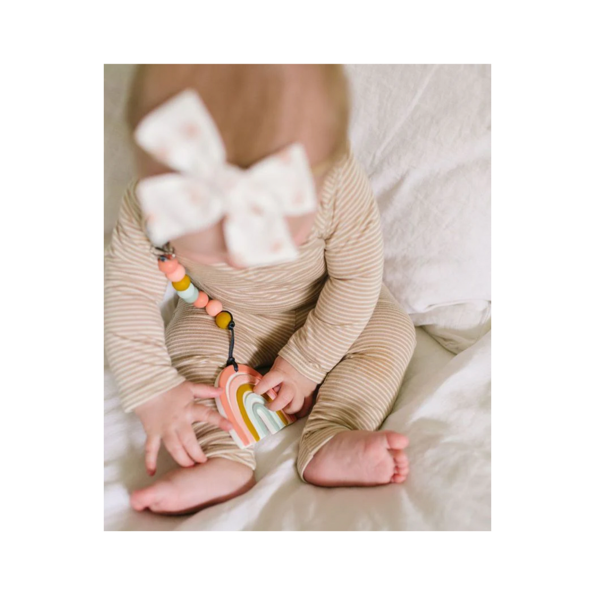 Pastel Rainbow Silicone Teether Clip