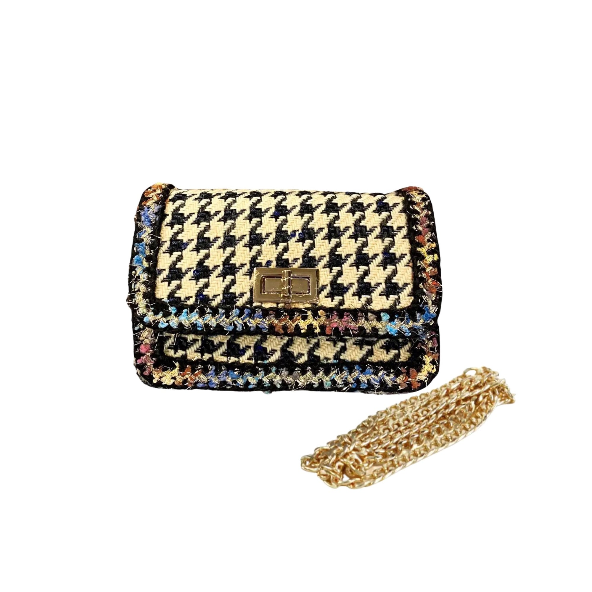 Navy Houndstooth Handbag