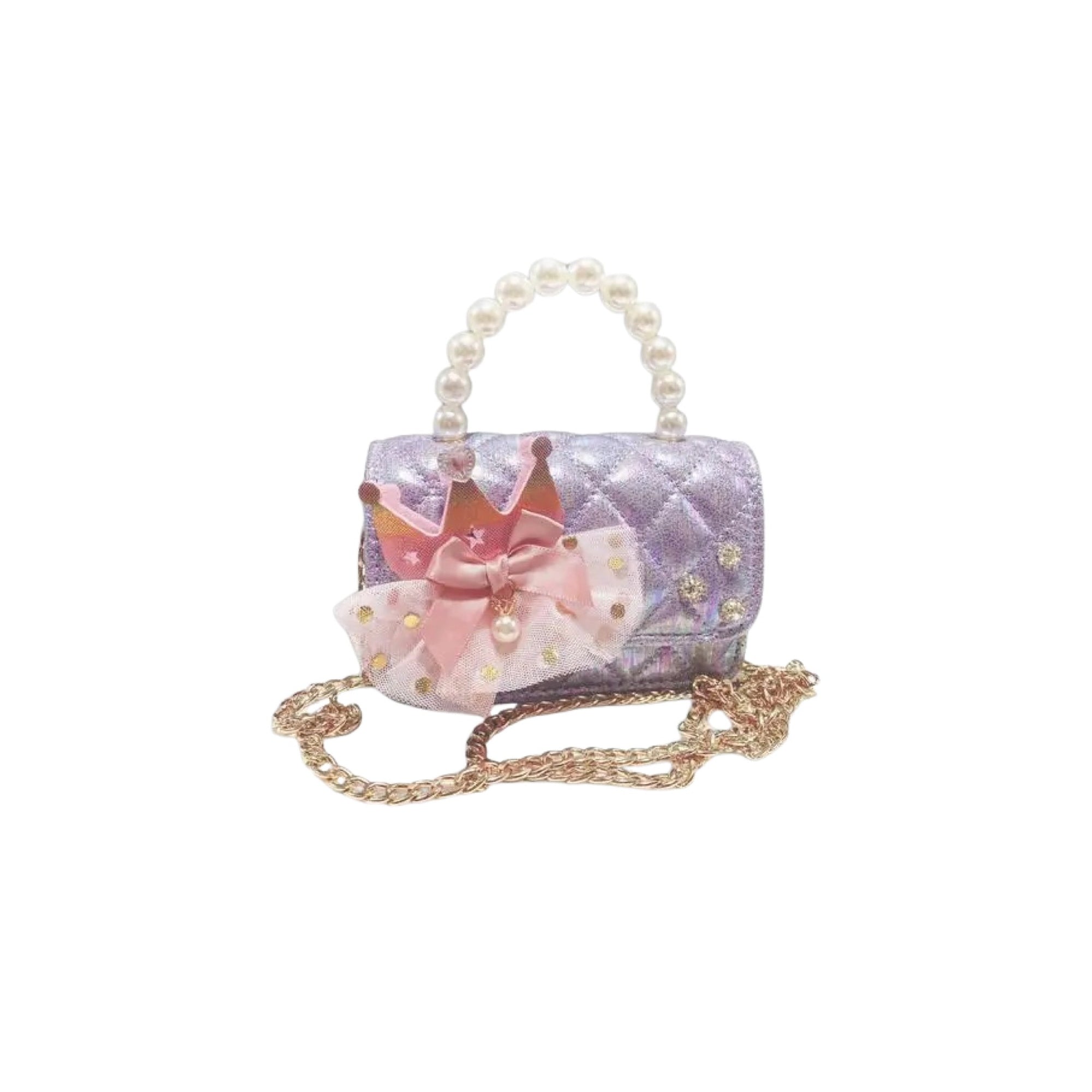 Purple Princess Quilted Crown Appliqué Purse