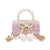 Pom Pom & Pearl Bow Pink Tweed Purse