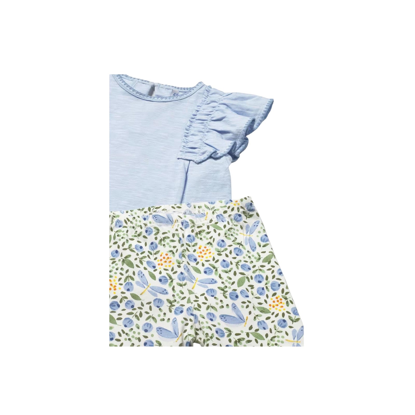 Girls’ Baby Blue Top and Floral Legging 2-Piece Set