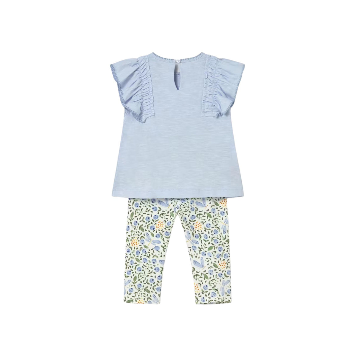 Girls’ Baby Blue Top and Floral Legging 2-Piece Set