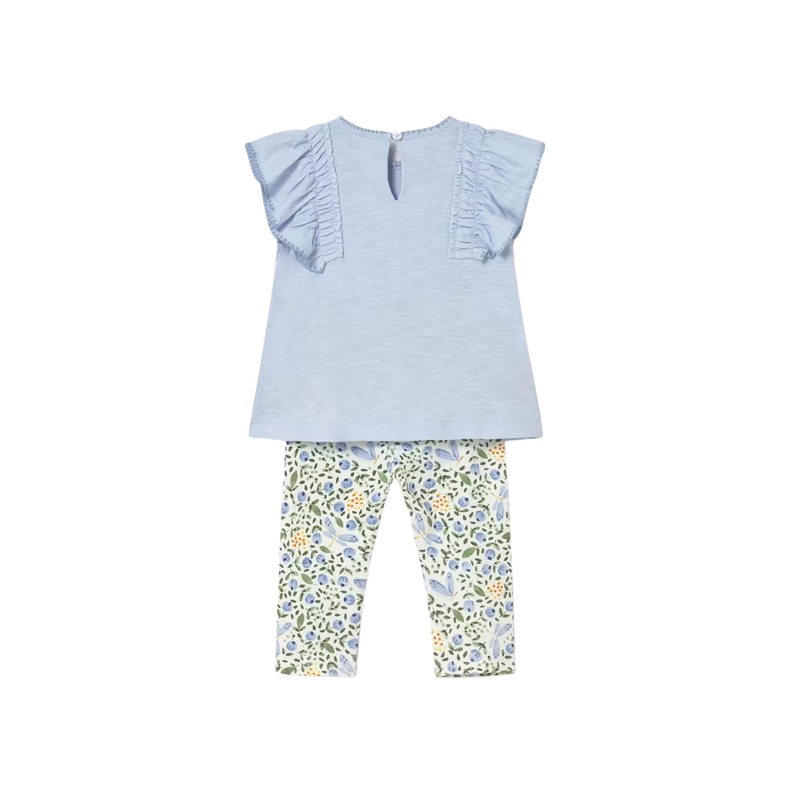 Girls’ Baby Blue Top and Floral Legging 2-Piece Set