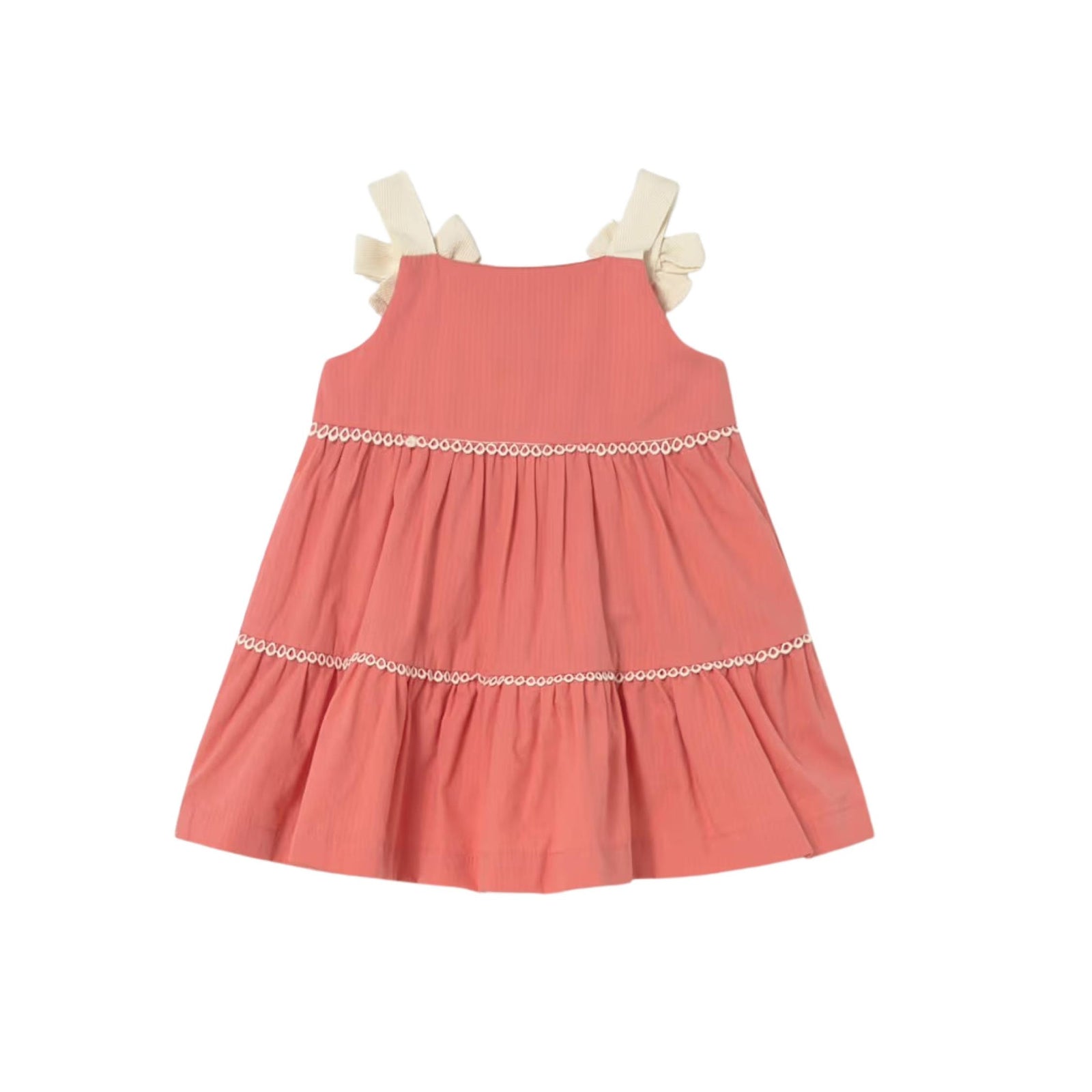 Baby Girl Bow Strap Tiered Ruffle Dress