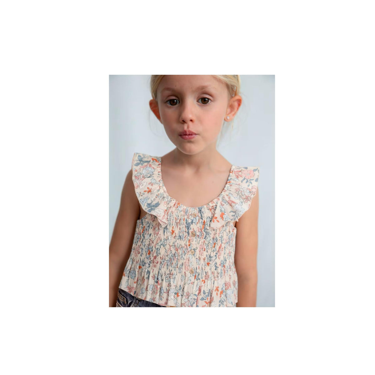 Girls’ Floral Smocked Top