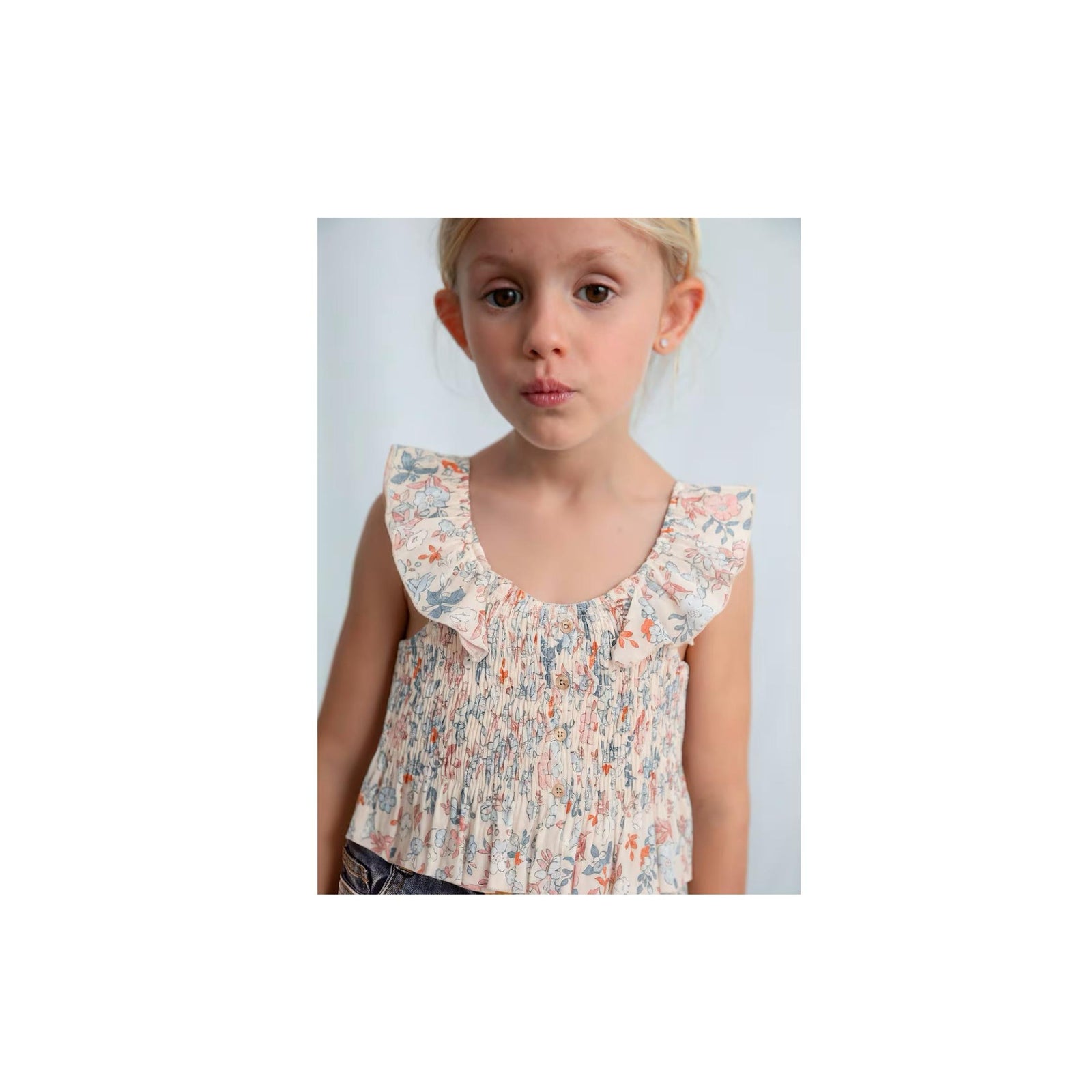 Girls’ Floral Smocked Top