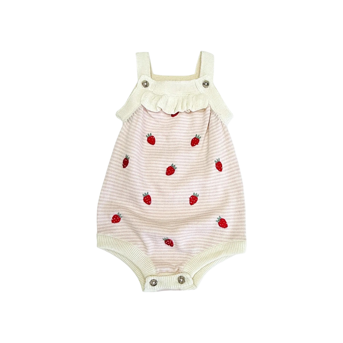 Strawberry Embroidered Ruffle Romper