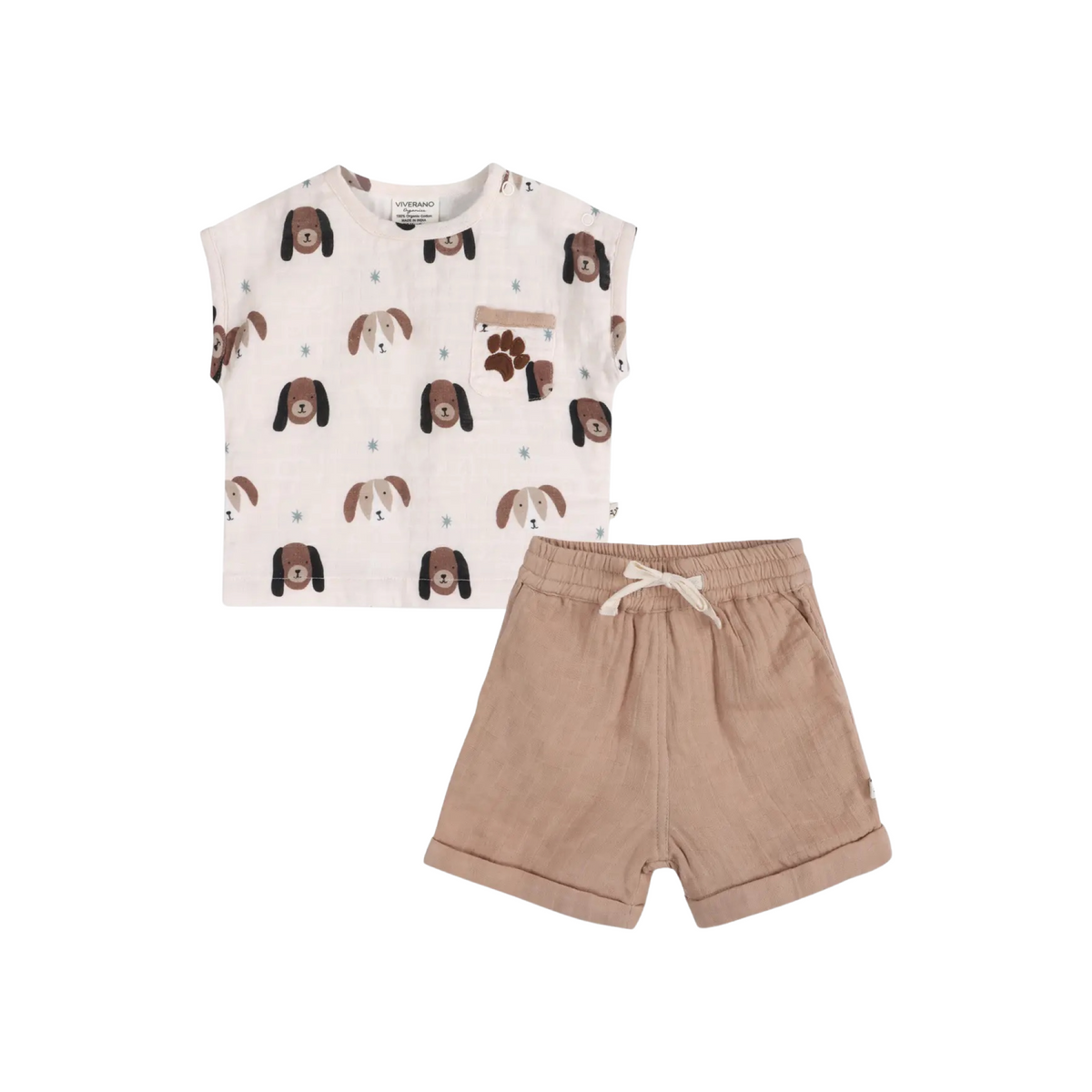 Doggies Print Top &amp; Short Set