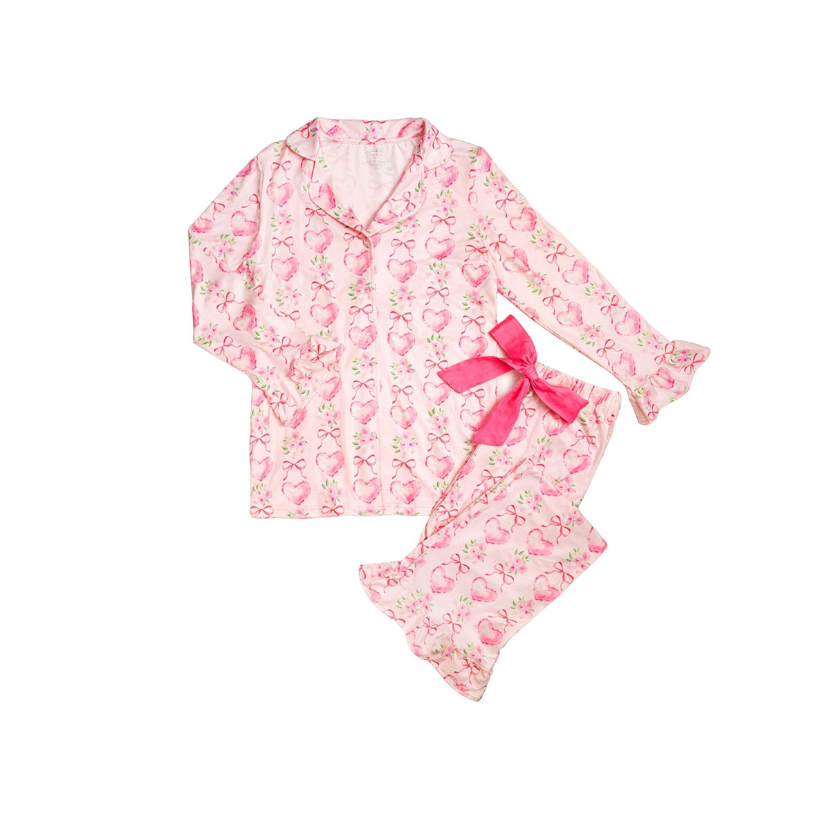 Girls’ Heart Floral Trellis Print Lounge Set