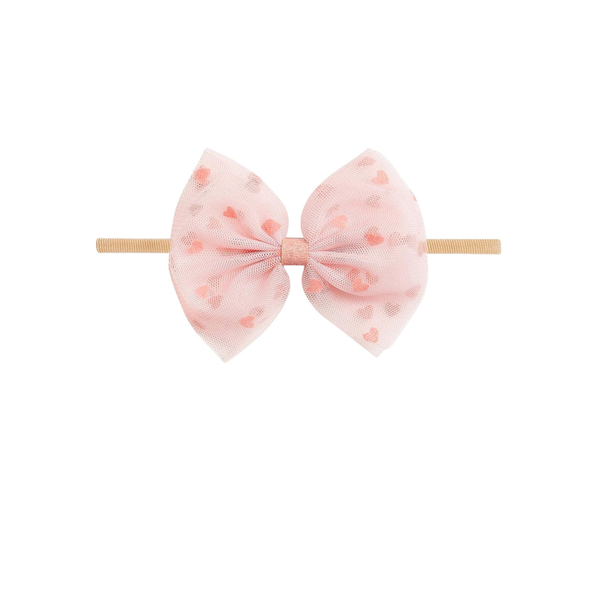 Baby Girl Flocked Heart Tulle Bow Headband