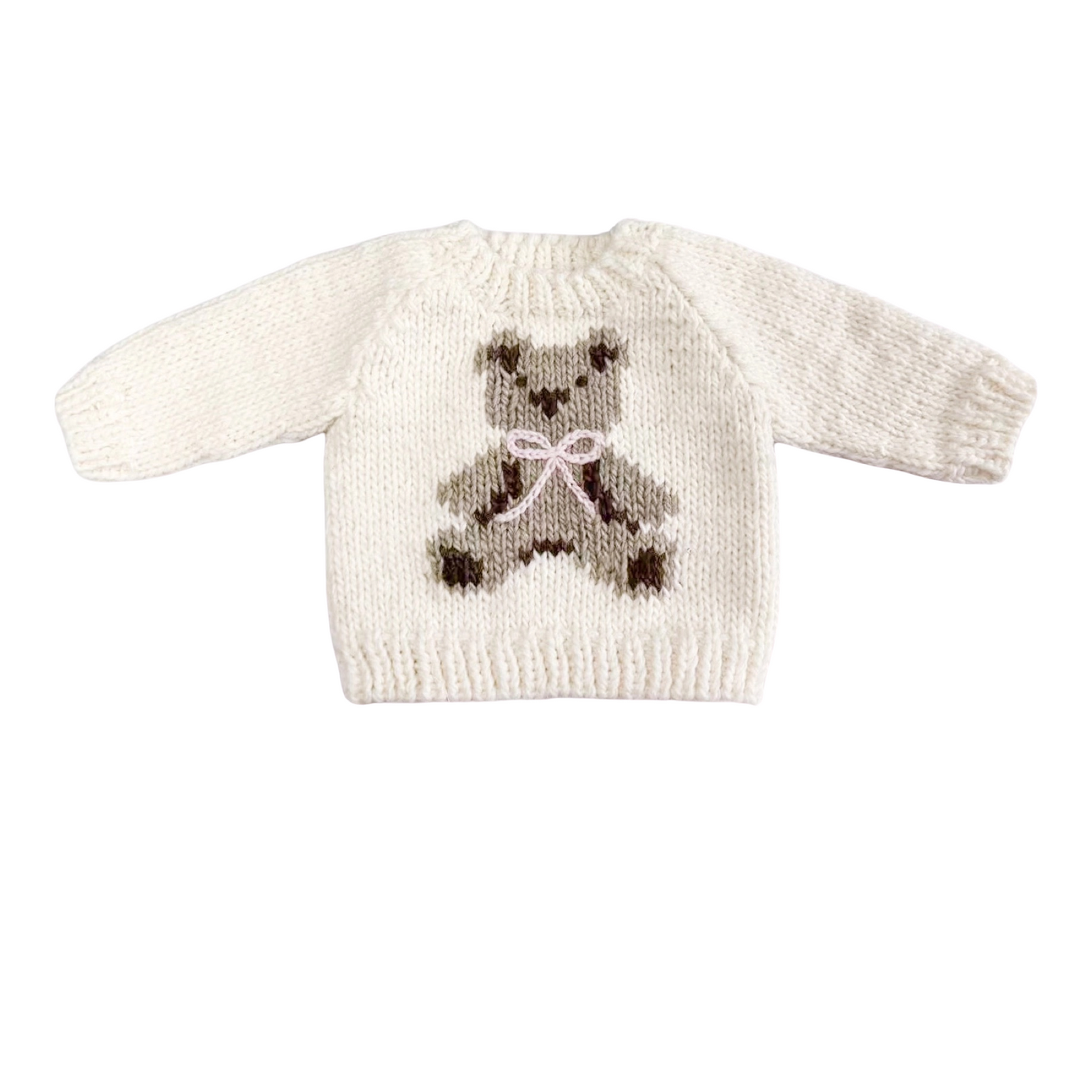 Cream Teddy Bear Sweater With Bow