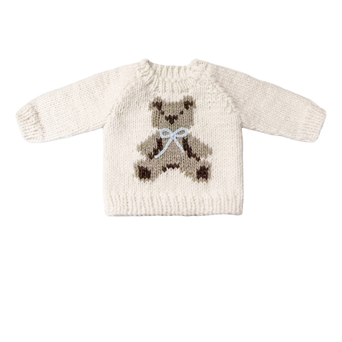 Cream Teddy Bear Sweater With Bow