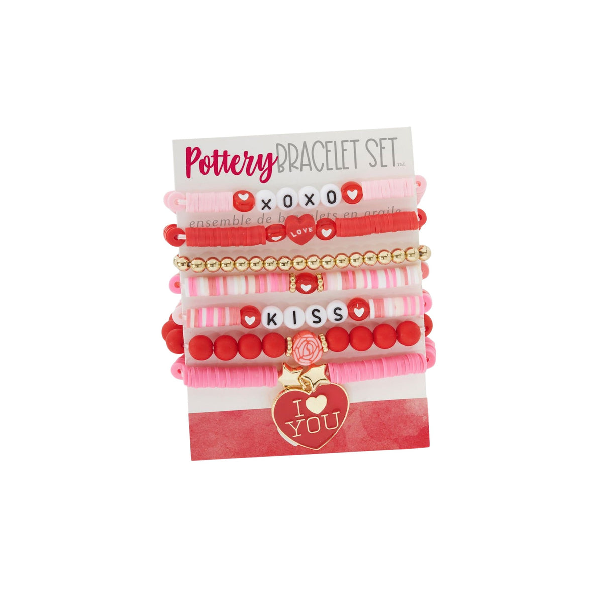 Beaded Pottery Stacking Love Bracelet Set