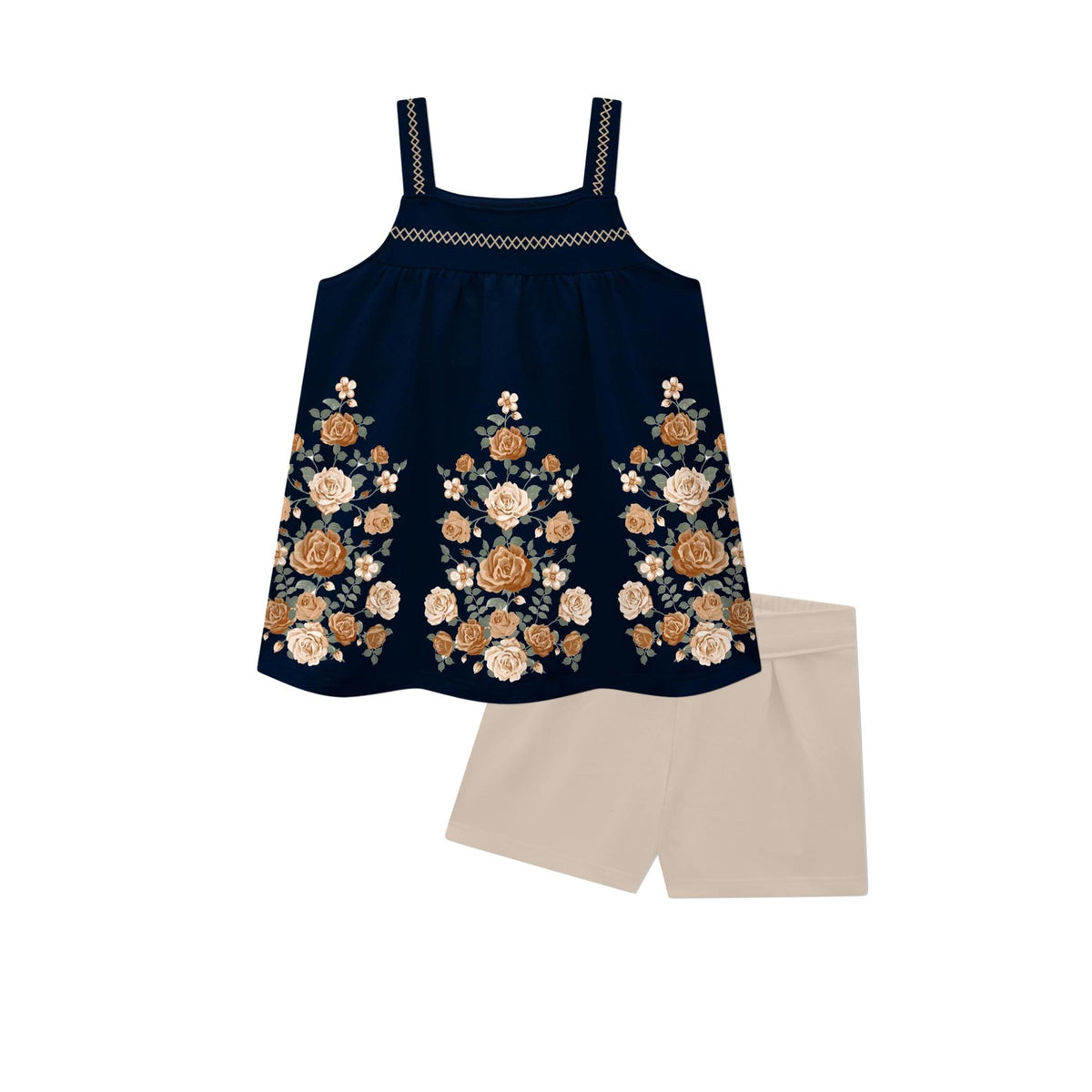 Girls’ Navy Floral Top and Short Set