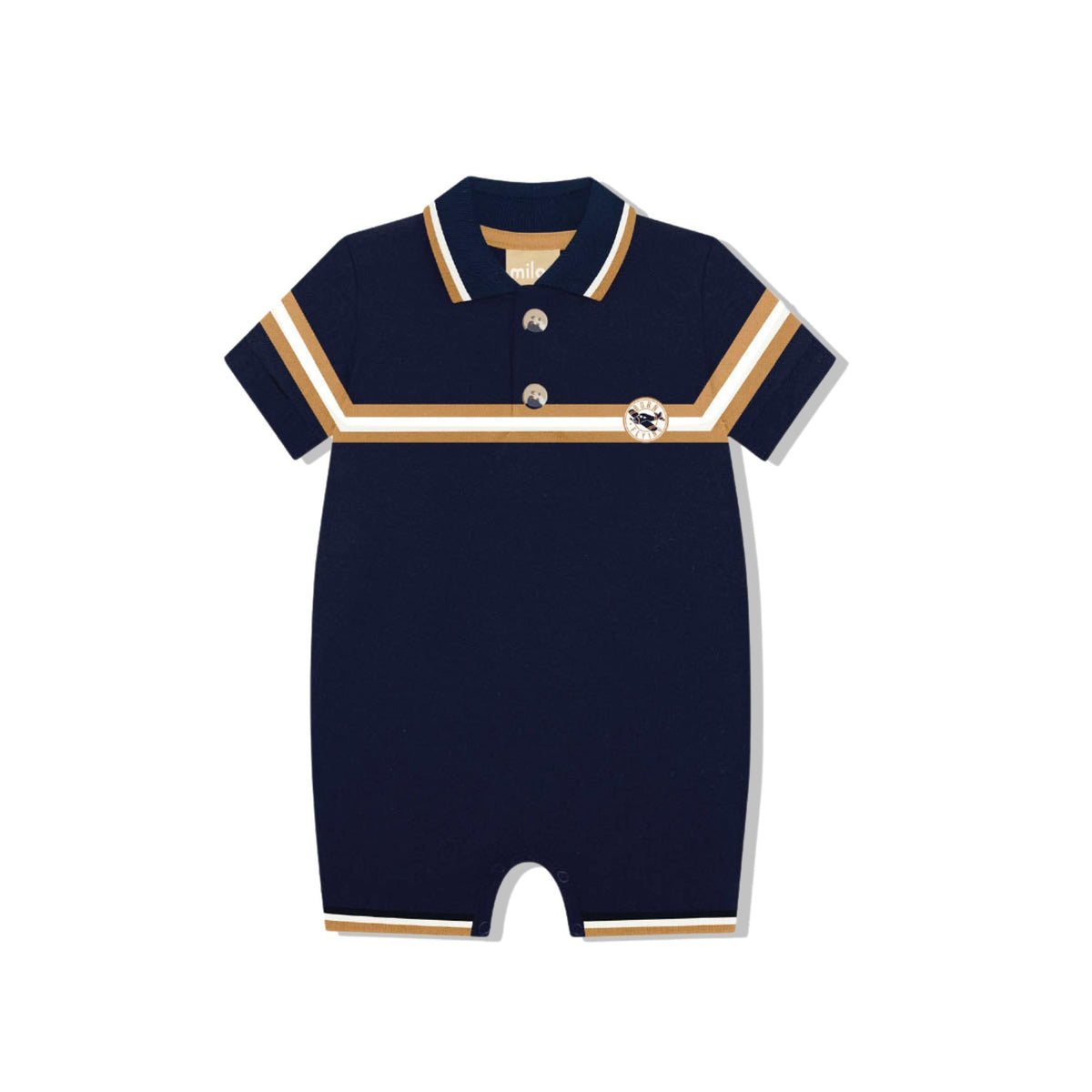 Baby Boy Navy Blue Polo Romper