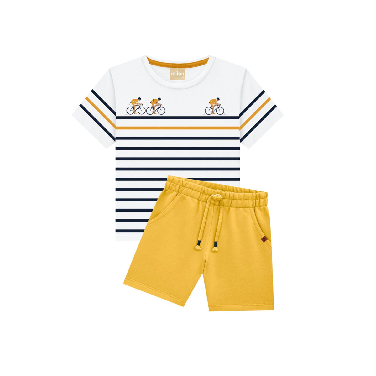 Boys’ White Stripe T-Shirt and Bermuda Short Set