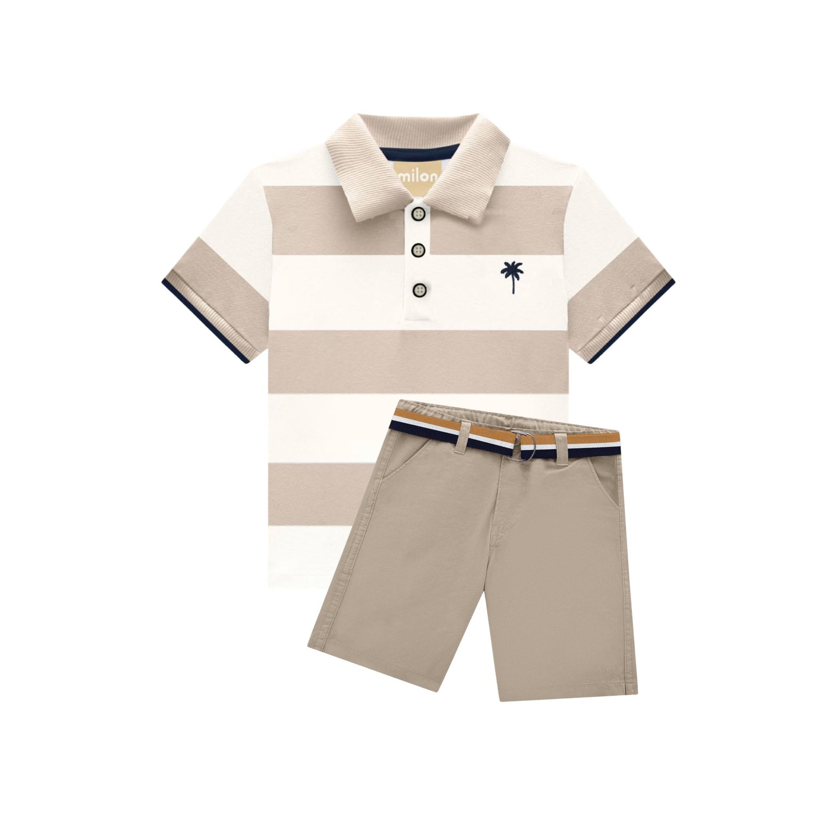 Boys’ Beige Stripe Polo Shirt