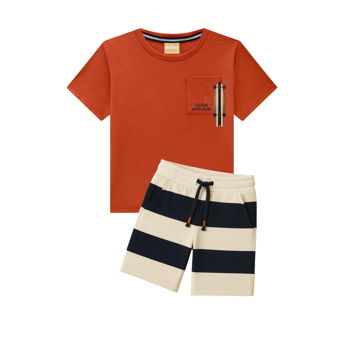 Boys’ “Glide with Style” Graphic T-Shirt and Stripe Short Set
