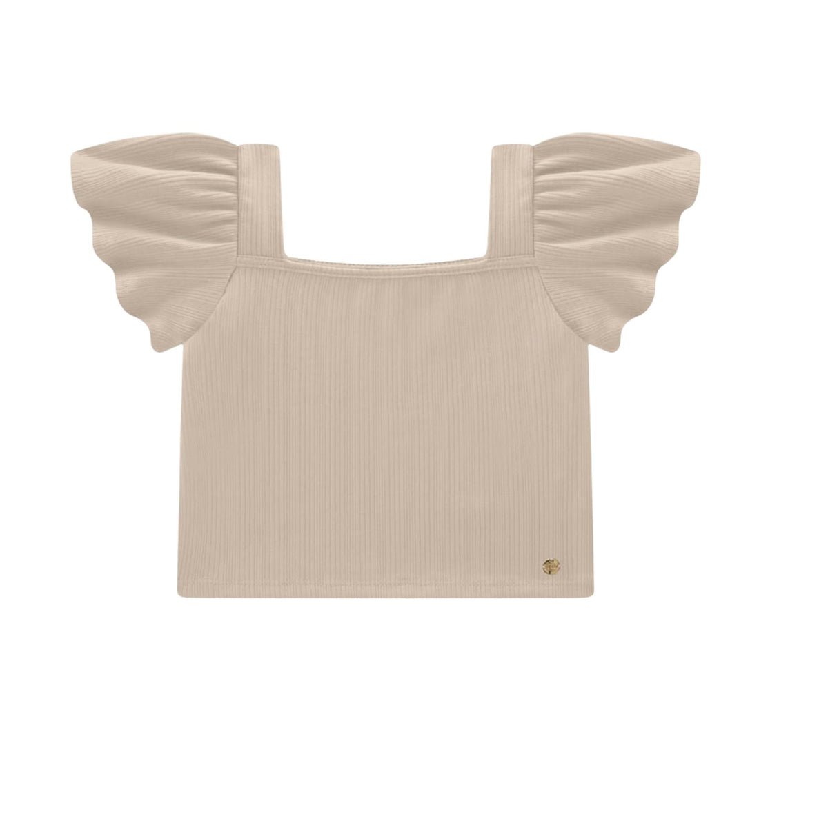 Girls’ Beige Ruffle Sleeve Top