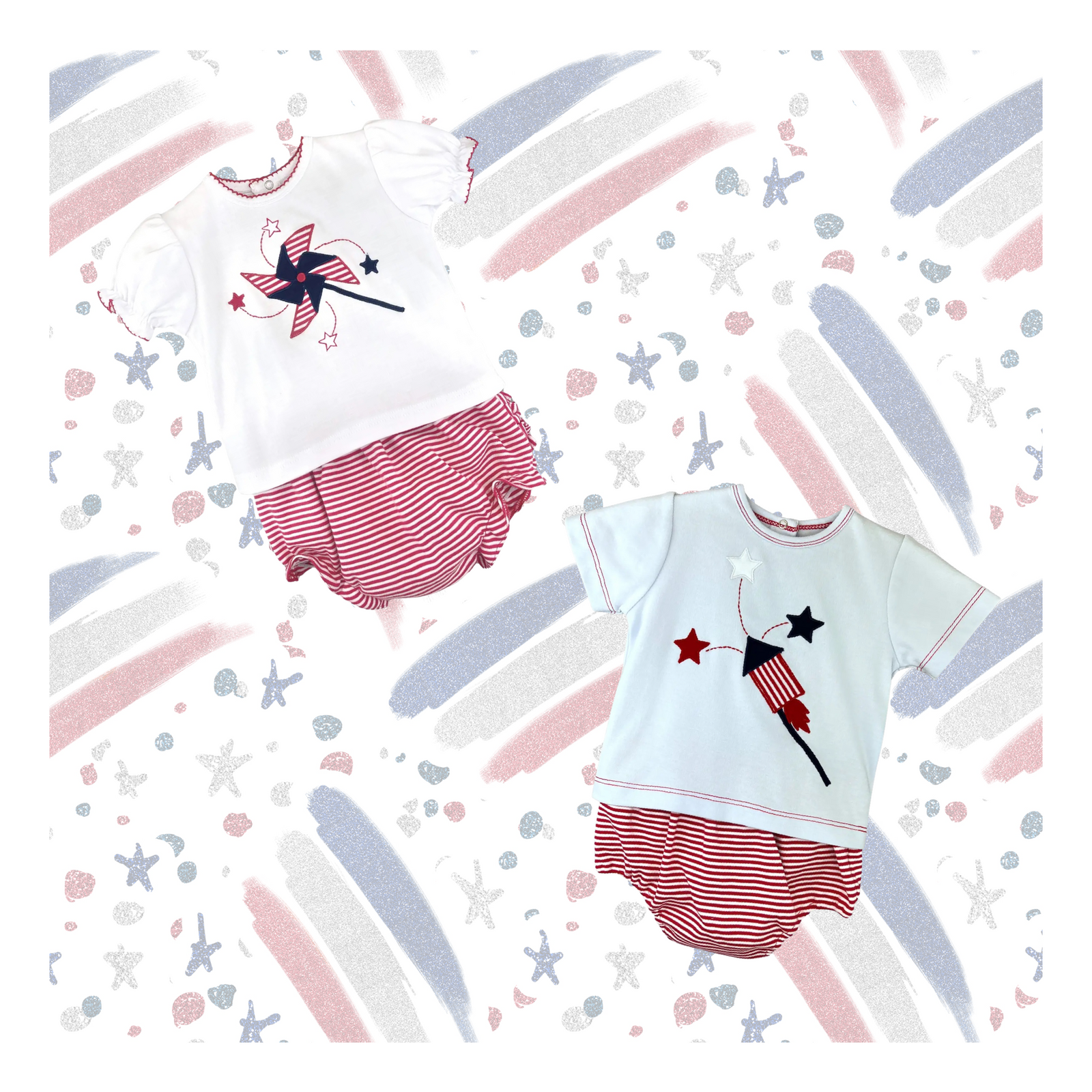 Knit Firework Shirt & Bloomer Set