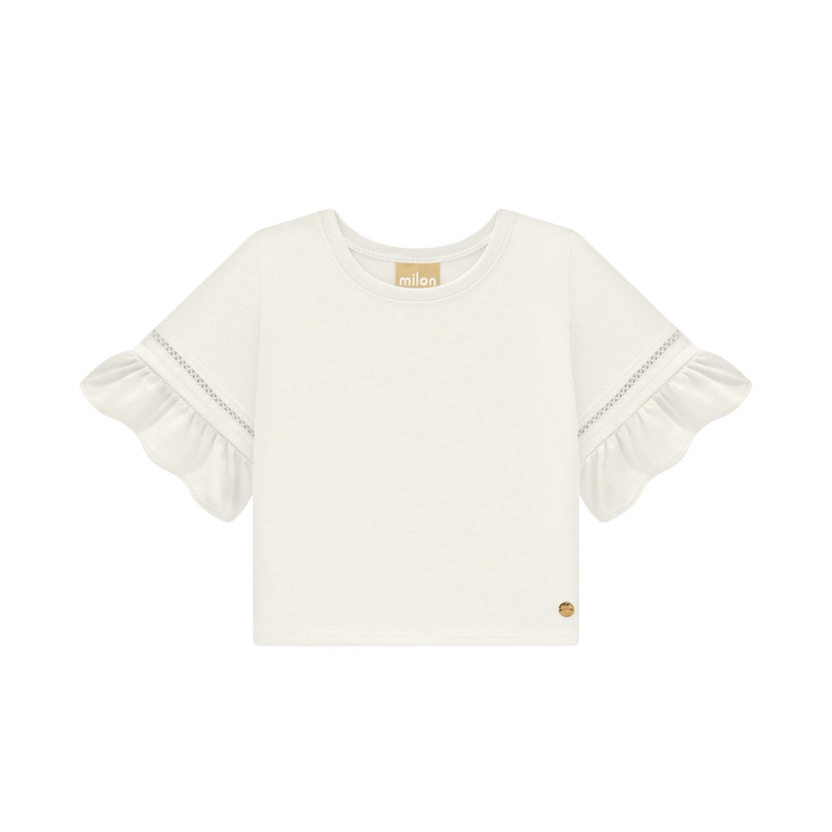 Girls’ Ivory Ruffle Sleeve Top