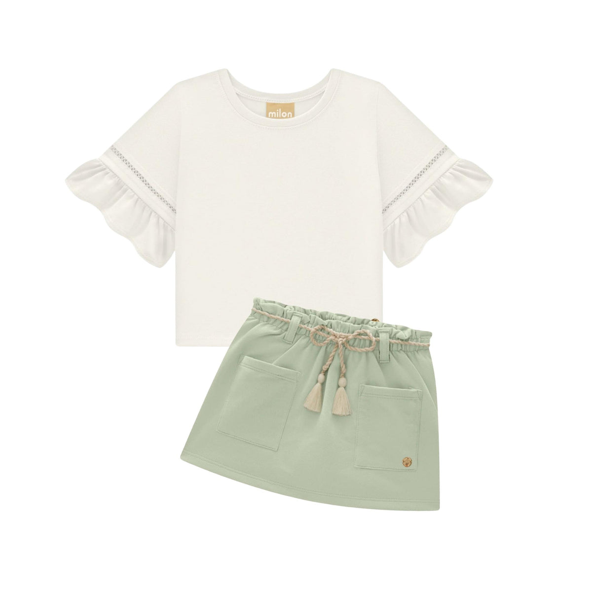 Girls’ Wasabi Green Skirt with Belt