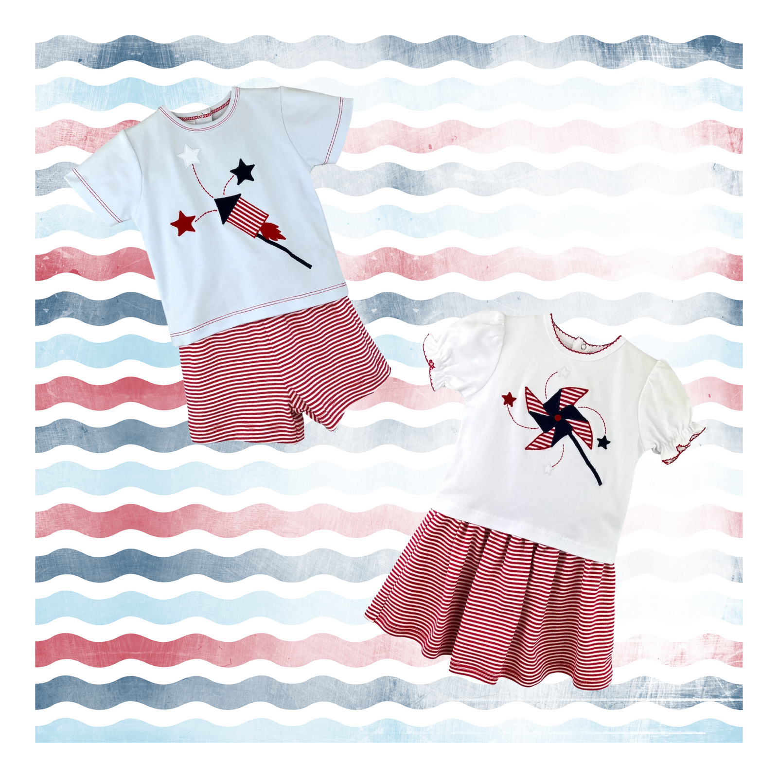 Pinwheel Print Shirt & Skirt Set