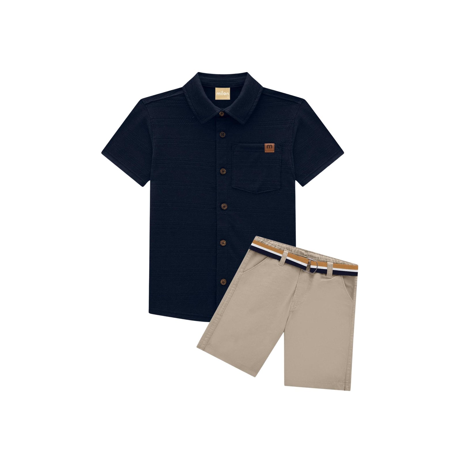 Boys’ Navy Button Down Short Sleeve Shirt