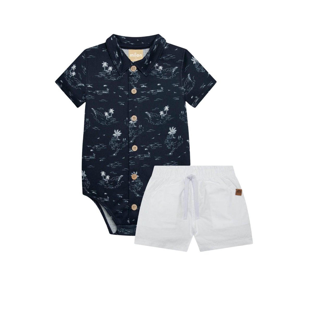 Baby Boy Palm Beach Print Bodysuit and Short Set