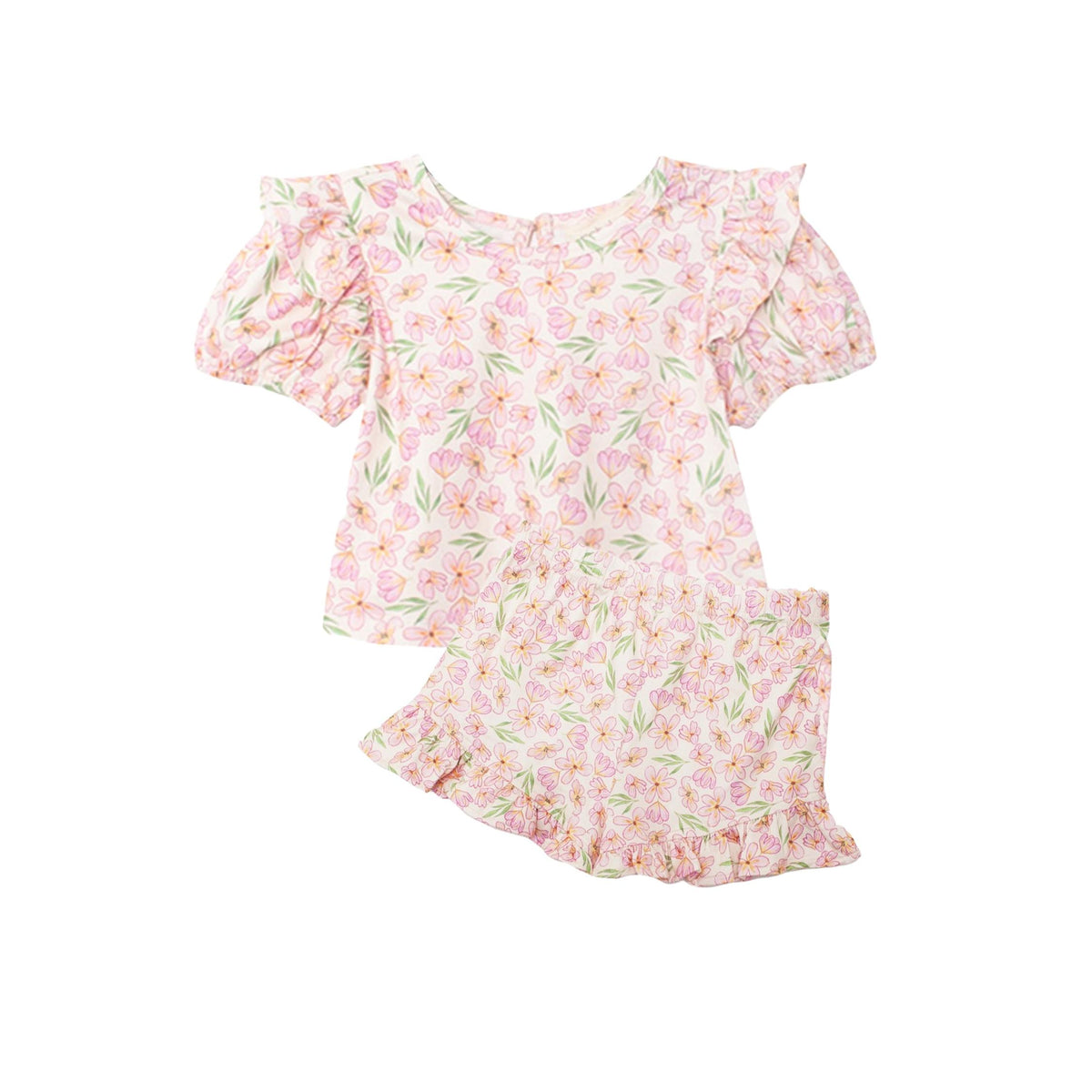 Wild Savanna Floral Print Girls’ Shirt &amp; Short Set