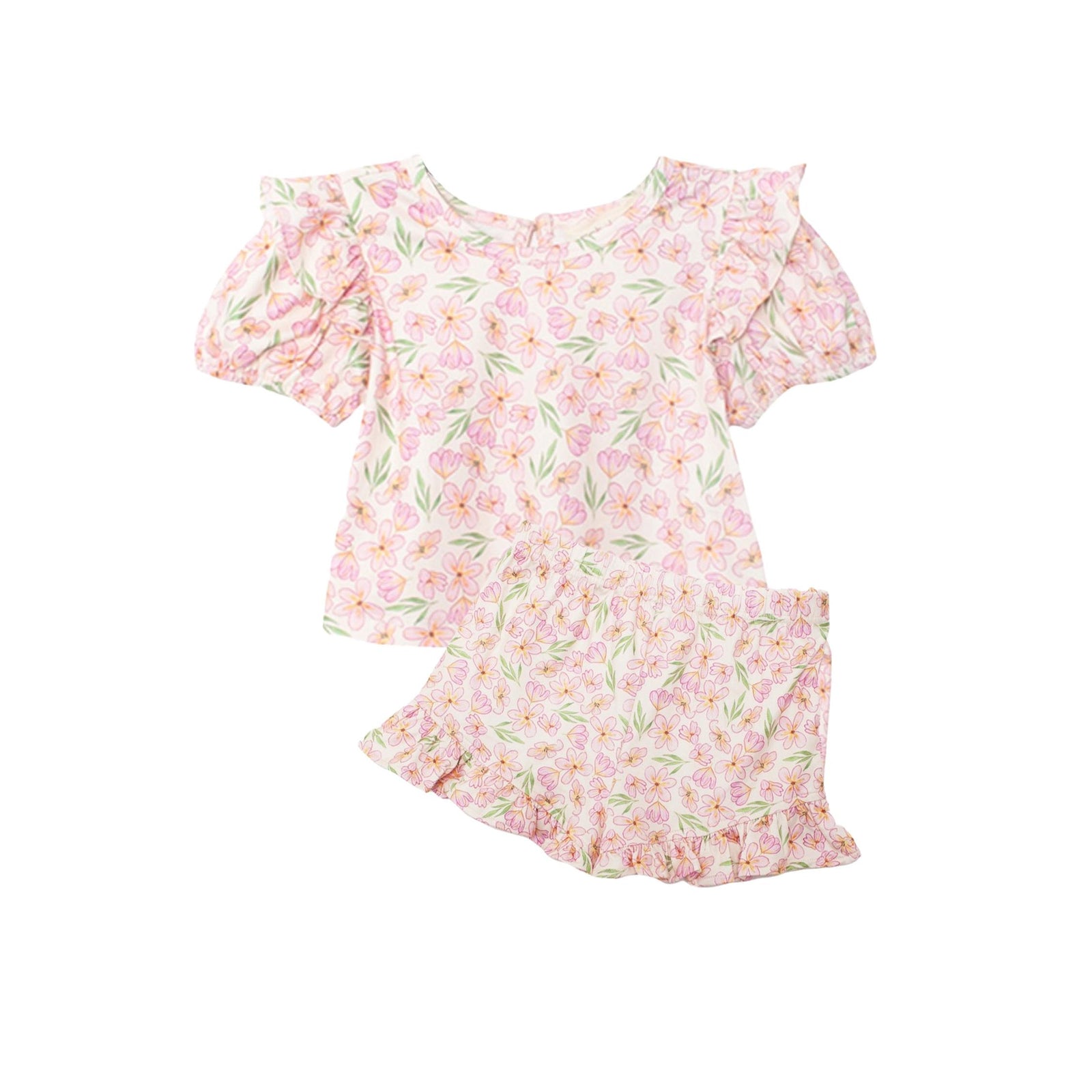 Wild Savanna Floral Print Girls’ Shirt & Short Set