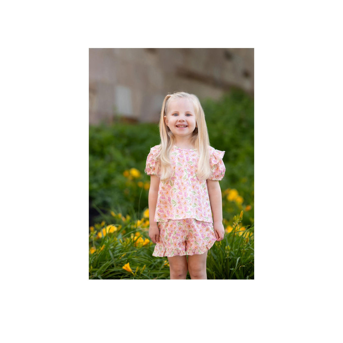 Wild Savanna Floral Print Girls’ Shirt & Short Set