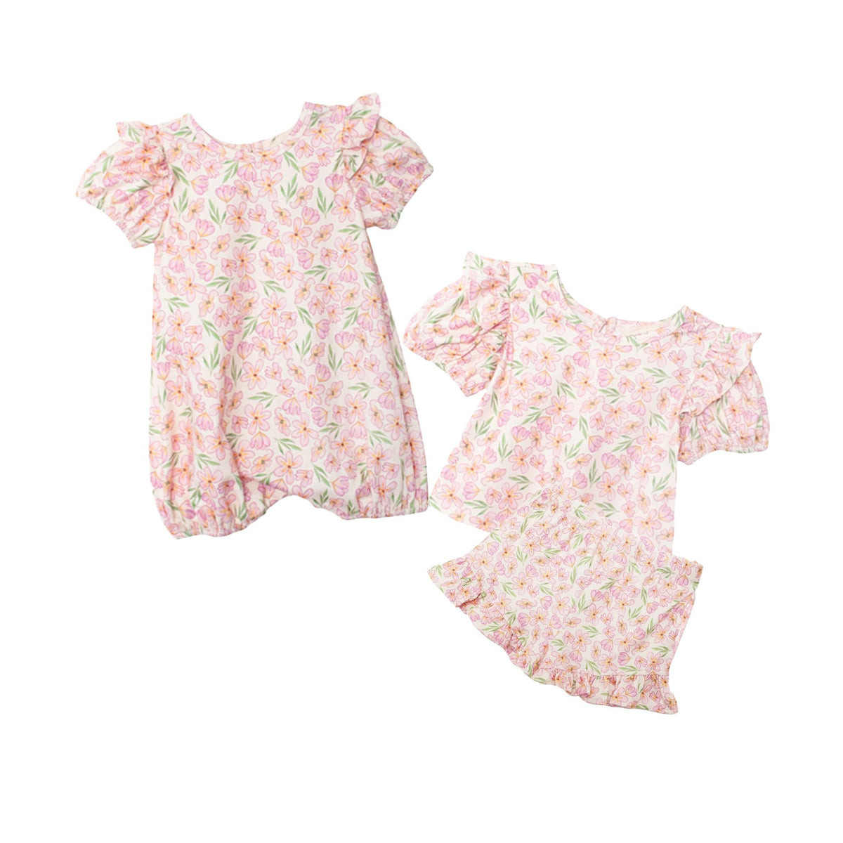 Wild Savanna Floral Print Girls’ Shirt & Short Set