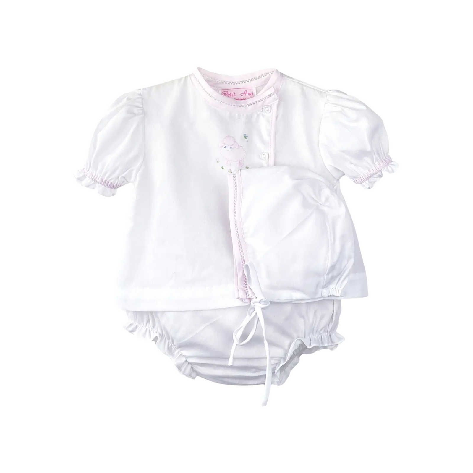 Shadow Stitch Lamb Diaper Set