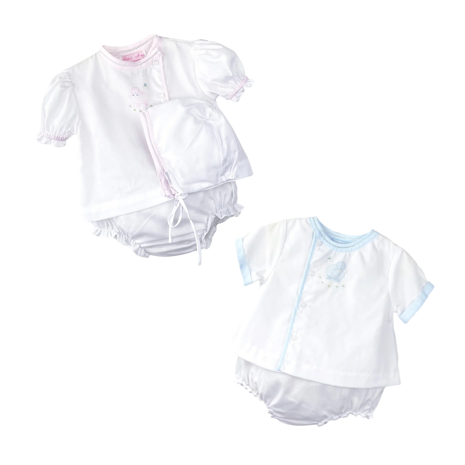 Shadow Stitch Lamb Diaper Set