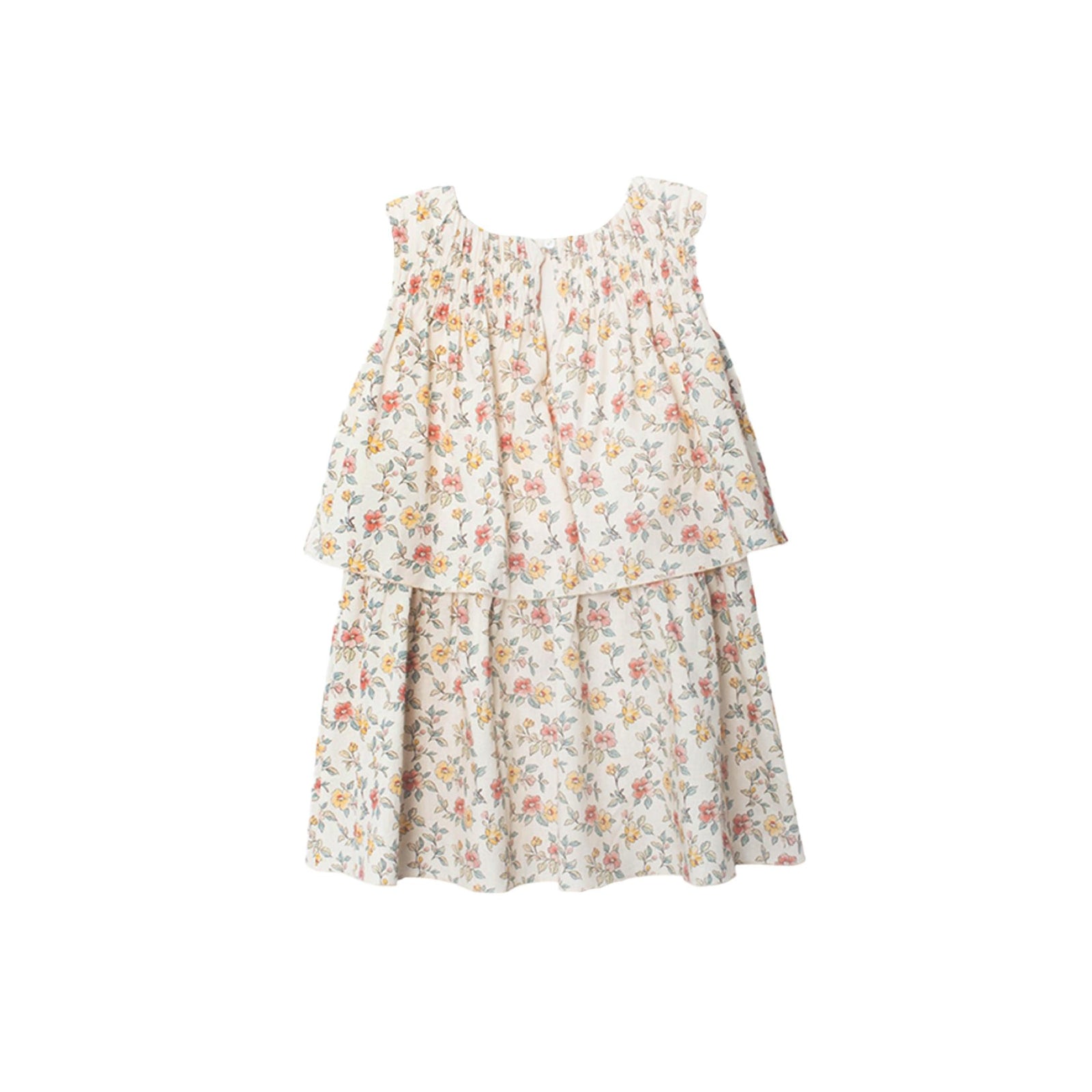 Ivory Floral Print Girls’ Dress